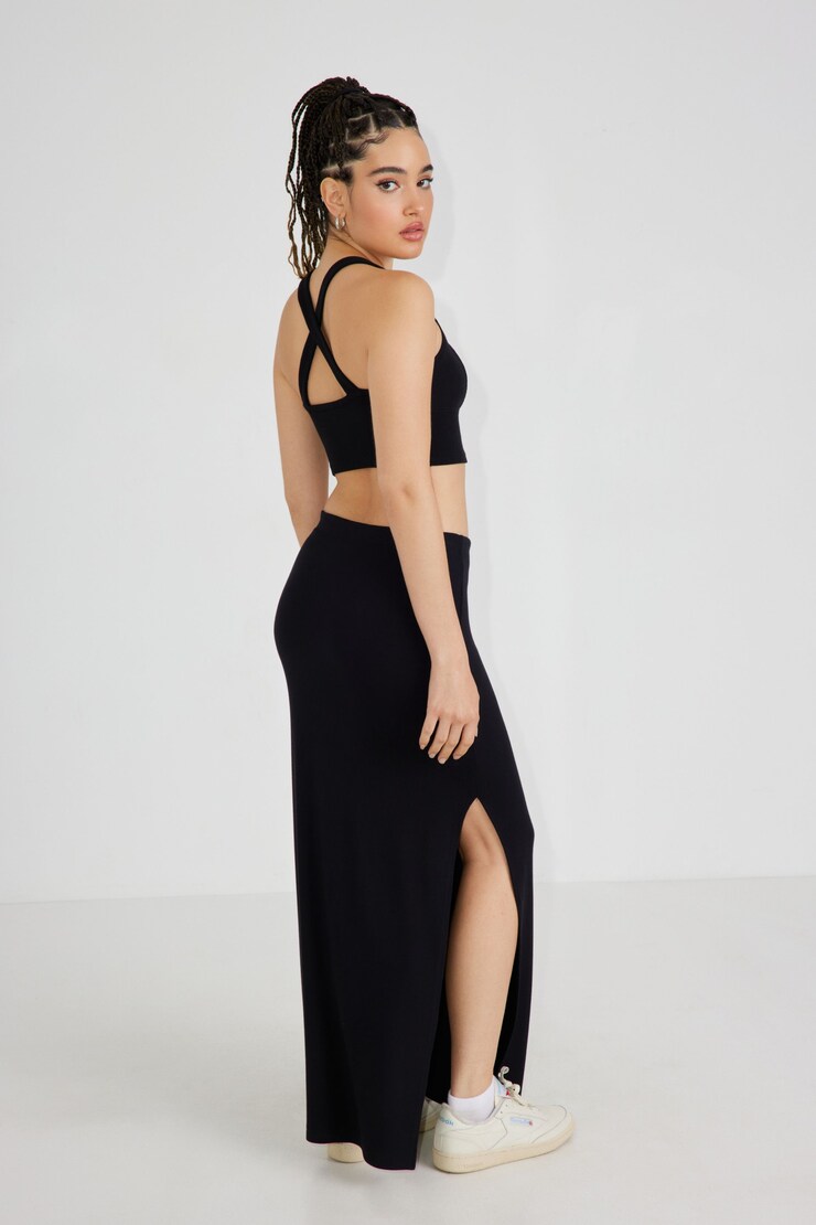 Knit Maxi Skirt, Jet Black, large