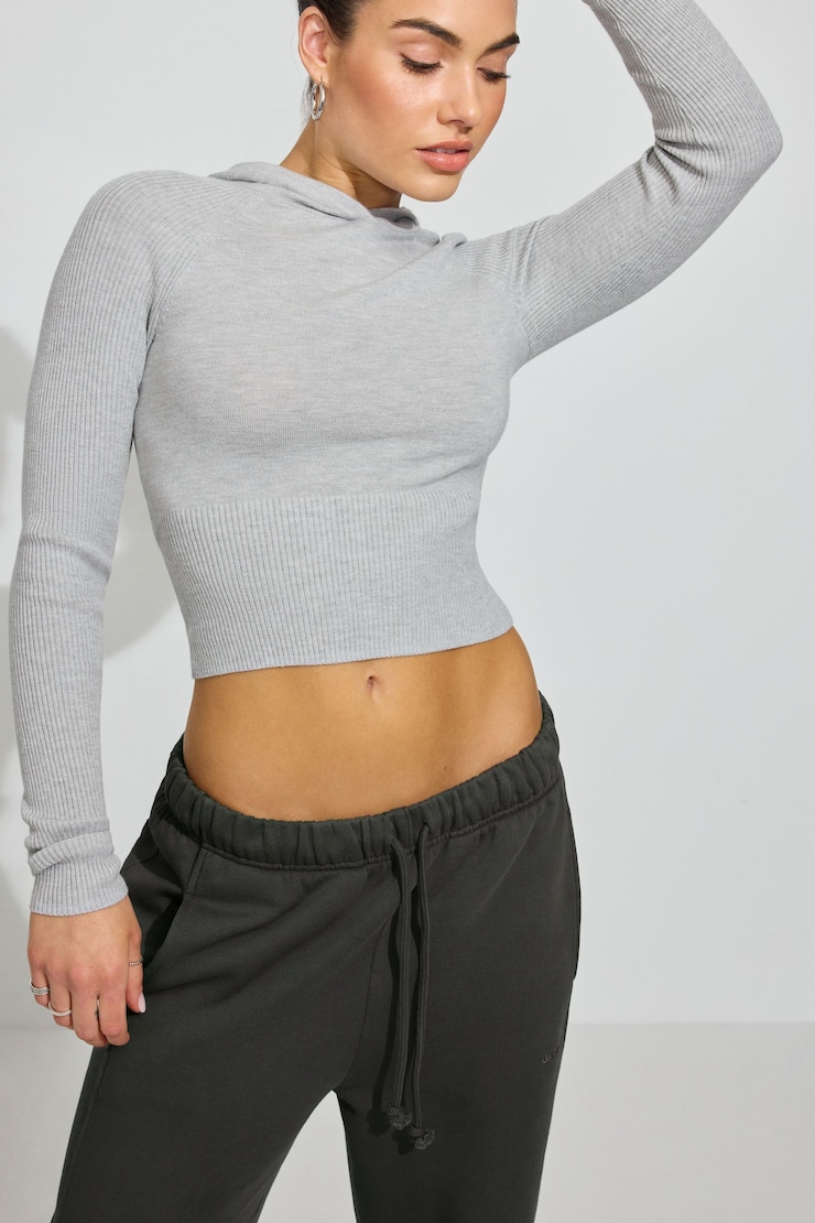 Soft Bodycon Hoodie, Spring Grey Mix, large