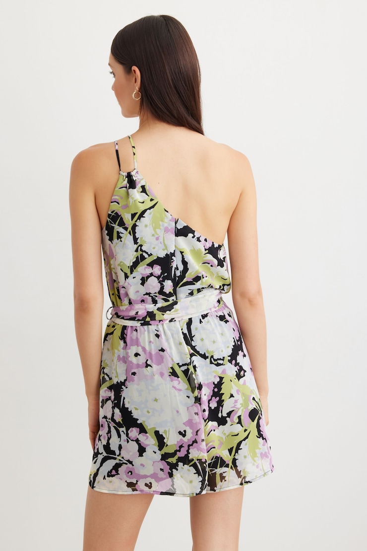 One Shoulder Romper Hydrangea Print large