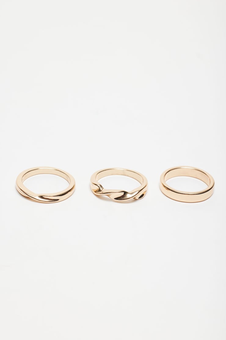 6-Pack Oversized & Twisted Rings Gold large
