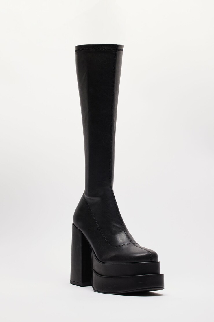 STEVE MADDEN - Cypress Knee High Platform Boot, Jet Black, large