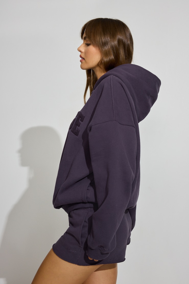 UltraFleece Hoodie, Perky Plum Purple with Chenille "Garage" Logo, large