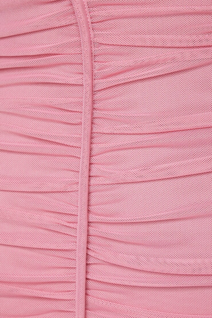 Ruched Mesh Mini Dress Cashmere Rose large