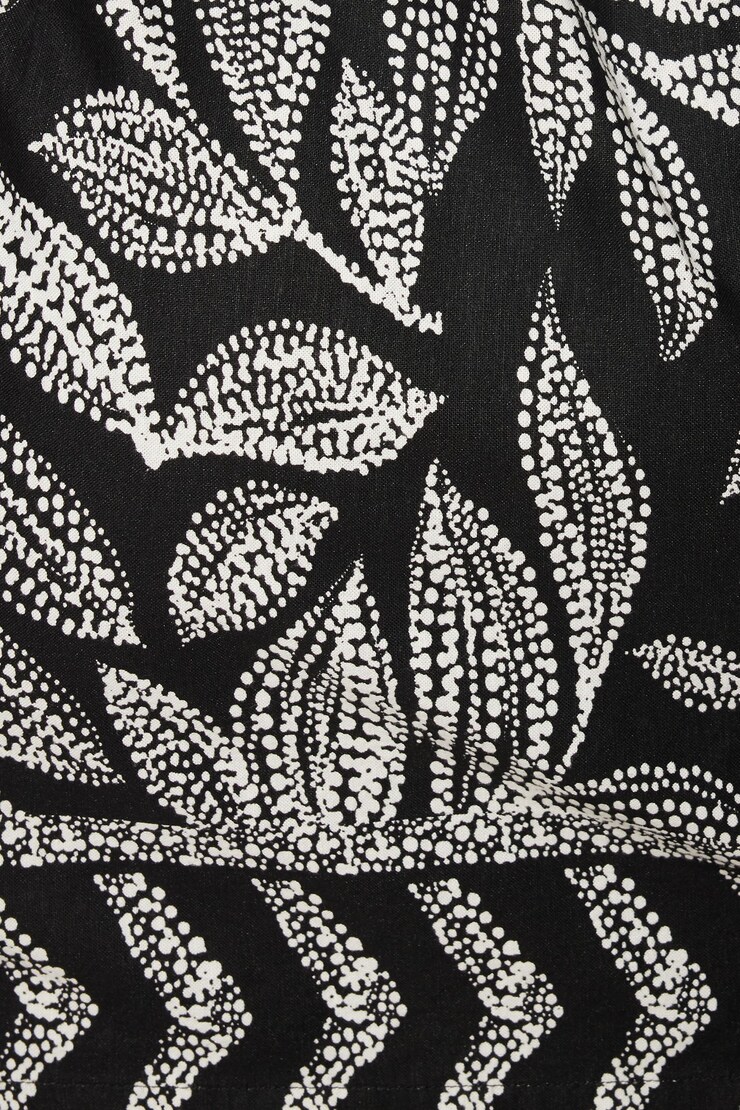 Paloma Puff Sleeve Twist Front Mini Dress Black & White Leaves large