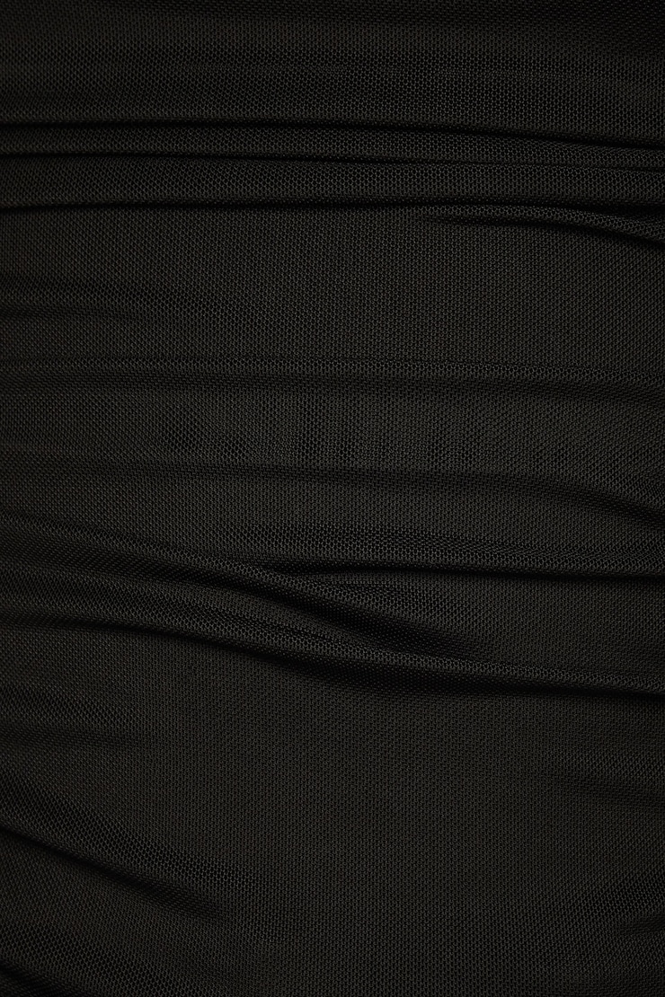 Shirred Mesh Tube Top Jet Black large