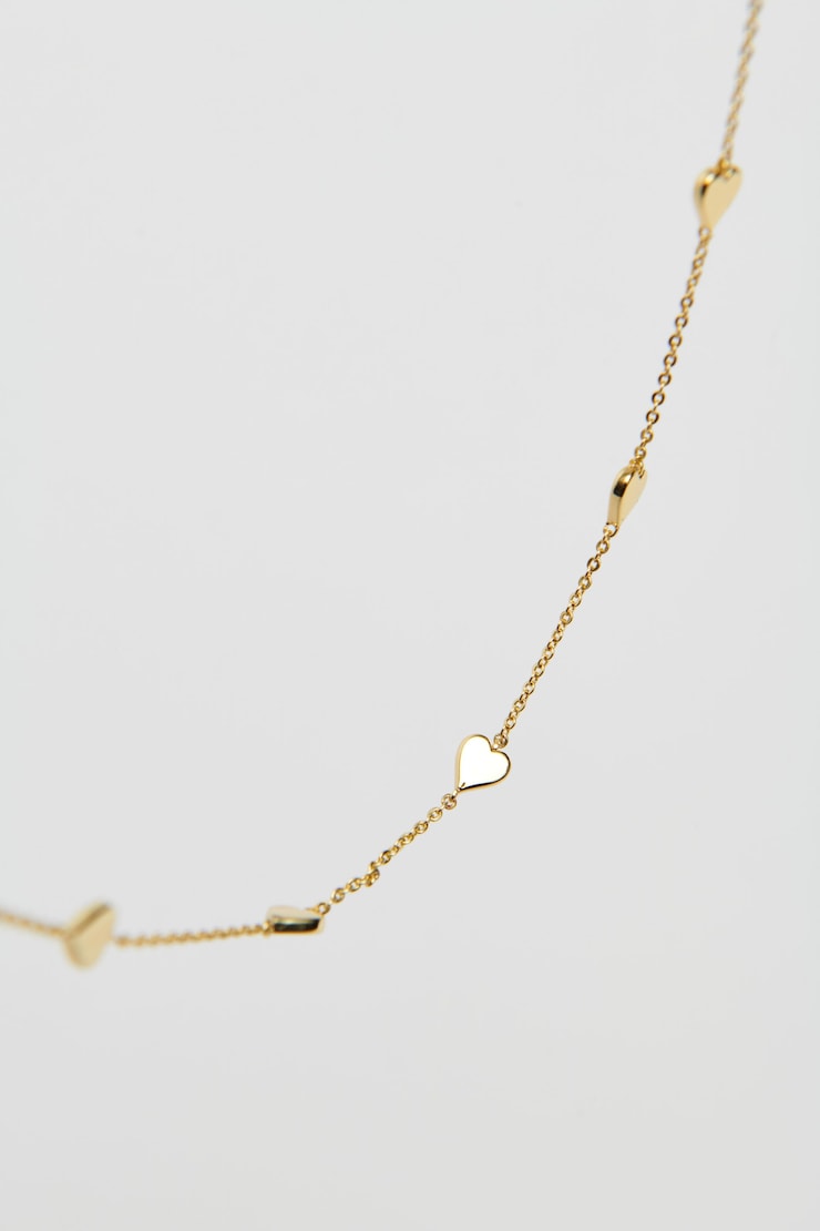 14K Gold Plated Mini Heart Necklace Shiny Light Gold large