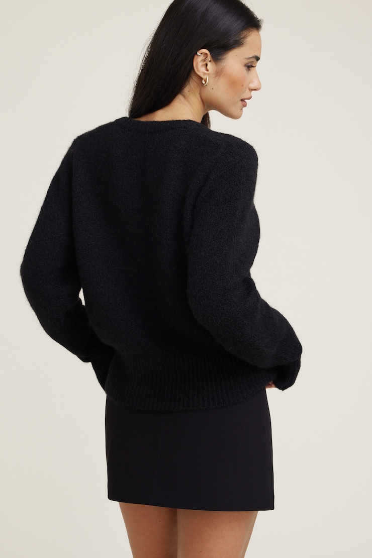 Cardigan pelucheux à col rond Amanda